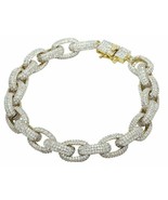 20Ct Round Cut Diamond Puff Link Men&#39;s Bracelet 14K White Gold Finish - $280.87 CAD