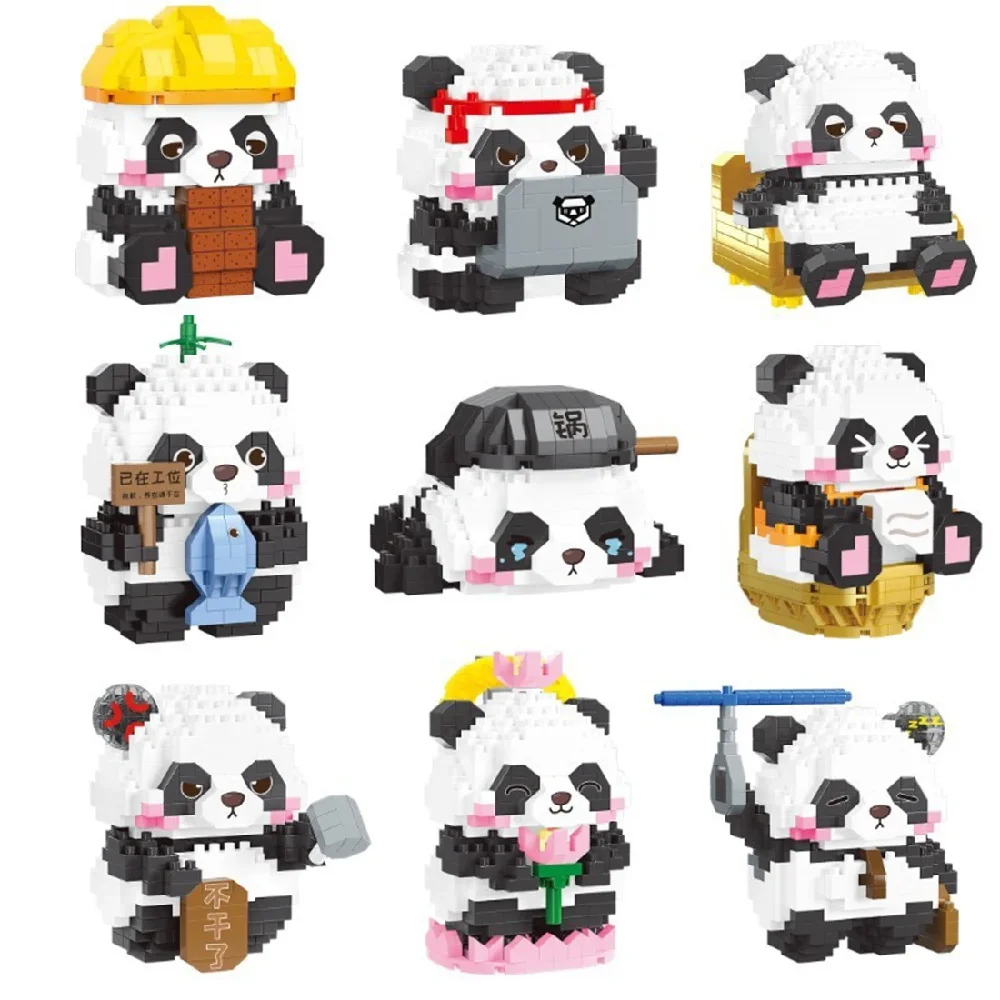 Hot Sale Kawaii Panda Combination Mini Bricks Assembled 3D Panda Working Model  - £40.63 GBP+
