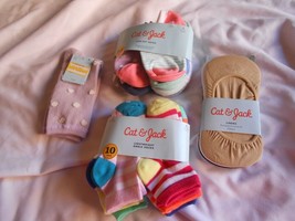 NEW Lot Cat &amp; Jack 20 pairs of women&#39;s kids socks &amp; Sock Liners multi-colored  - $15.98