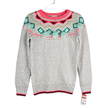 Cat &amp; Jack Fair Isle Tassel Sweater Gray Gold Xl 14/16 New - £14.38 GBP