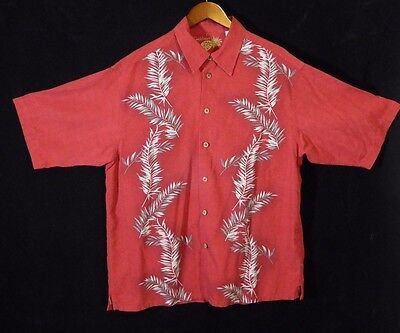 Primary image for Caribbean Silk Blend Hawaiian Camp Shirt Floral Men's LARGE Coconut Button EUC