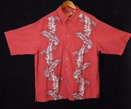 Caribbean Silk Blend Hawaiian Camp Shirt Floral Men&#39;s LARGE Coconut Button EUC - £11.72 GBP