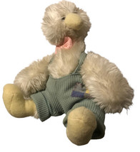 Vintage 12” Duck Plush Stuffed Animal  w/ overalls&amp;bowie By First &amp; Main... - £14.78 GBP