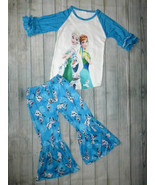 NEW Frozen Ana Elsa Olaf Ruffle Sleeve Shirt &amp; Bell Pants Boutique Outfi... - £5.02 GBP+