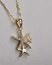 14K Yellow Gold Plated 1.30Ct Round Cut Simulated Diamond Starfish Shape Pendant - £52.06 GBP