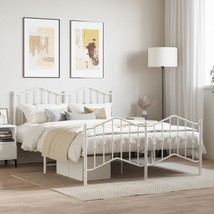 Metal Bed Frame with Headboard and Footboard White 135x190 cm Double - £72.44 GBP
