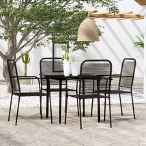  Dining Set Black Powder-coated steel, glass, cotton rope Standard - €561,65 EUR