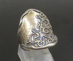 OR PAZ ISRAEL 925 Silver - Vintage Swirl Detail Tapered Band Ring Sz 7 - RG23720 - £53.93 GBP