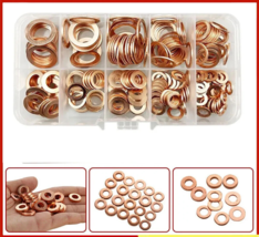 200Pcs Copper Washers Diesel Injector Washers Seal Assortment Set New UK - £12.72 GBP