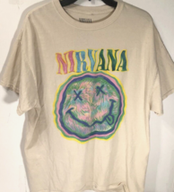 Nirvana Never Mind Beige Kurt Cobain Double-Sided Smiley Face 90355 T-Shirt M/L - £23.67 GBP