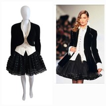 Vintage Escada Silk Halter Vest &amp; Black sequins Evening Skirt Velvet Tux... - $539.55