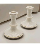Lenox Illuminations Candlestick Holders Ivory &amp; Gold Set of 2 Vtg - $549.97 MXN