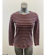 Northern Reflections Women&#39;s Small Red Black Striped Top Cotton Blend Ro... - £9.25 GBP