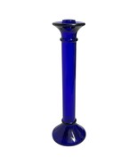 Vintage Art Deco Cobalt Blue Glass Candlestick Retro Candle Holder 12&quot; Tall - $19.00