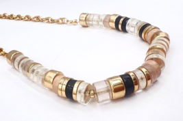 Vintage Gold Tone Lucite Bead Necklace 19 in - £22.15 GBP