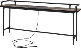 Vecelo Narrow Console/Sofa Table With Power Outlet, Long Behind Couch, Grey Oak - $112.98