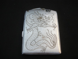 Old Vtg Pailumaching Works #255 Dragon Silver Tone Combo Cigarette Lighter Case - £31.94 GBP