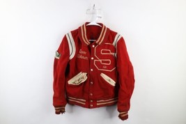 Vintage 70s Boys Large Thrashed Wool Leather Letterman Varsity Jacket Re... - £34.87 GBP