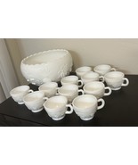 Vintage Westmoreland Milk Glass Grape  Punch Bowl and 13 Cups - $143.96 CAD