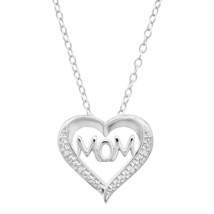 Open Heart Pendant with Diamonds in Solid Sterling Silver, 18&quot; Summer Sale - £22.15 GBP