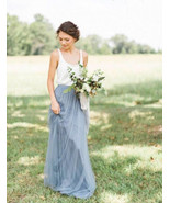 DUSTY BLUE Tulle Maxi Skirt Wedding Bridesmaid Custom Plus Size Tulle Skirt - €48,29 EUR