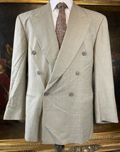 Vtg Boss Hugo Boss 42R Germany Made 100% Wool Hopsack Double Breasted Blazer - $124.99