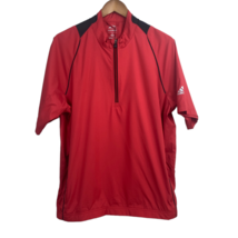 Adidas Golf Wind Shirt Mens Medium Red Climaproof 1/4 Zip Short Sleeve Sport New - £27.63 GBP