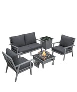 LeisureMod Walbrooke Modern Aluminum 5-Piece Patio Conversation Set with... - $2,262.55 CAD