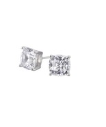 Platinum Plated Sterling Silver Cushion Cut Cubic Zirconia Stud Earrings... - £55.72 GBP