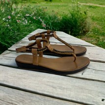Miz Mooz The Nuovo Womens Sandal SZ 40 Leather Braided Detail Ankle Strap Brown - £44.09 GBP