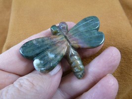 Y-DRAG-717 Purple green jasper DRAGONFLY fly FIGURINE gemstone gem drago... - £18.06 GBP