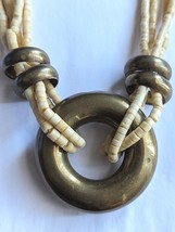 VTG Necklace Chunky Brass MidCentury Modern Funk Retro Boho MCM Hawaiian Wedding - £39.87 GBP