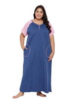 Solid Navy Blue Poly Cotton Melange Dress for Women - £17.68 GBP