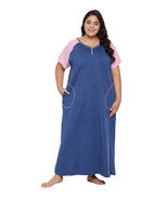 Solid Navy Blue Poly Cotton Melange Dress for Women - £17.37 GBP