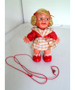 Vintage German Edo 6&quot; German Girl Pull Toy All Original - £38.39 GBP