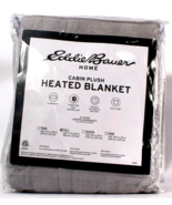 Eddie Bauer Home Cabin Plush Full Size Heated Blanket In Gray 77&quot;  X 84&quot; - £121.34 GBP