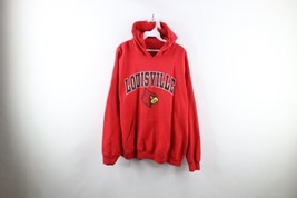 Vintage Mens XL Faded Spell Out University of Louisville Hoodie Sweatshirt Red - £43.48 GBP