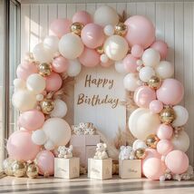 Pink Beige White Balloon Garland Kit 144PCS Gold Party Decor - $29.99