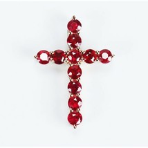 0.80 Ct Round Shape Red Ruby Cross Pendant with 18&quot; Chain 14K Rose Gold Plated - £44.97 GBP