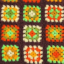 Large Granny Square Afghan 5ft x 4ft VTG Multicolor Crochet Floral Throw Blanket - £40.60 GBP