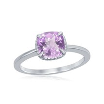 Sterling Silver Four-Prong Square Rope Design Ring - Amethyst - £59.99 GBP
