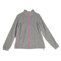 COLUMBIA Benton Springs Women&#39;s L Gray Pink Fleece Full Zip Jacket Coat ... - £16.75 GBP