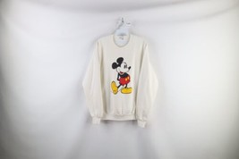 Vintage 80s Disney Womens XL Mickey Mouse Big Logo Crewneck Sweatshirt White USA - £79.09 GBP