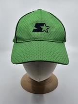 Vintage Starter Hat Cap Bright Green SpellOut Logo Script Mens 90s One Size - $29.69