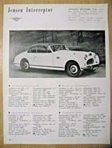 Jensen Interceptor Automobile Specification sheet-1953 - $2.97