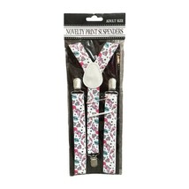 Novelty Adult White Pastel Unicorn Diamond Lips Adjustable Suspenders New - $9.49