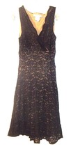 La Belle Sleeveless Black Stretch Lace over Body Beige Dress Size Large - £35.65 GBP