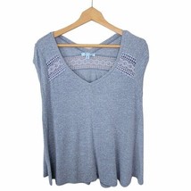 She + Sky | Gray-Blue Crochet Detail Top, size medium - £15.21 GBP