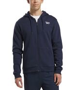 Reebok Full Zip Hoodie Vector Navy Size Large Fleece Logo Classic Fit Mens - €27,47 EUR
