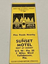 Front Strike Matchbook Cover  Sunset Hotel  Tallahassee, FL  gmg. Unstruck - £9.92 GBP